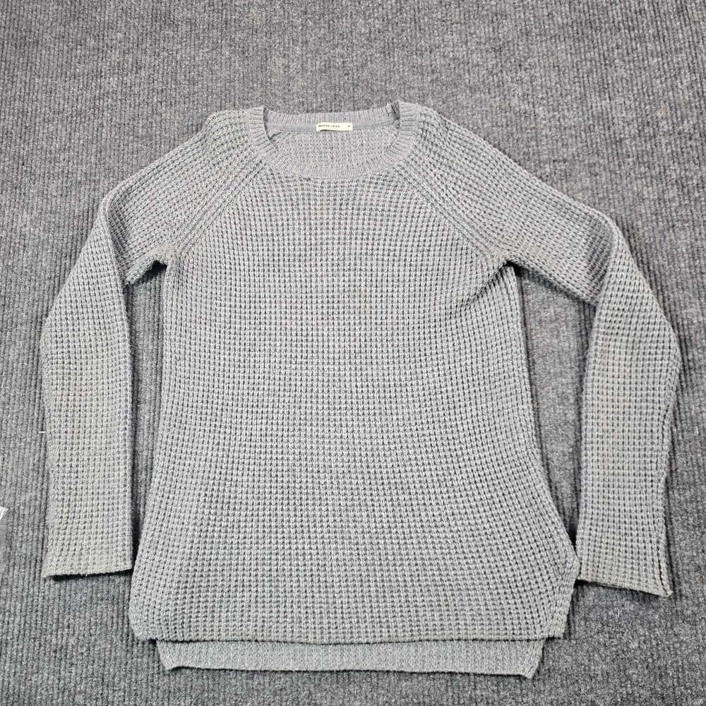 Marine Layer Sweater Medium Gray Unisex‎ Waffle-Knit Crewneck Pullover Knit